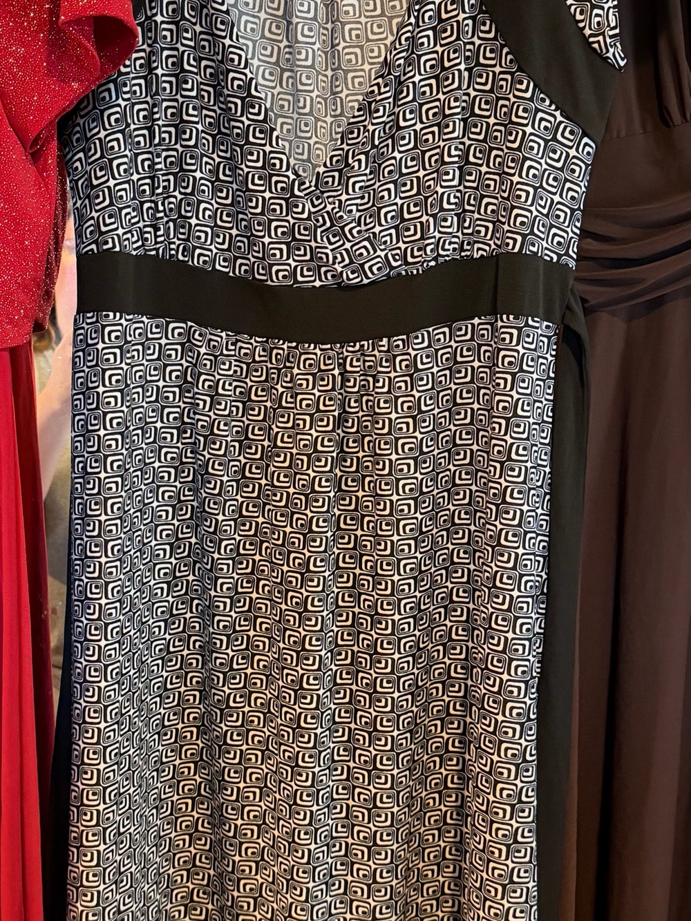 Aa Studio Black & White Geometric Midi Dress